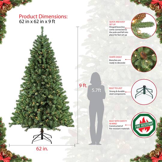 9ft. Pre-Lit Northern Fir Artificial Christmas Tree, Clear Lights